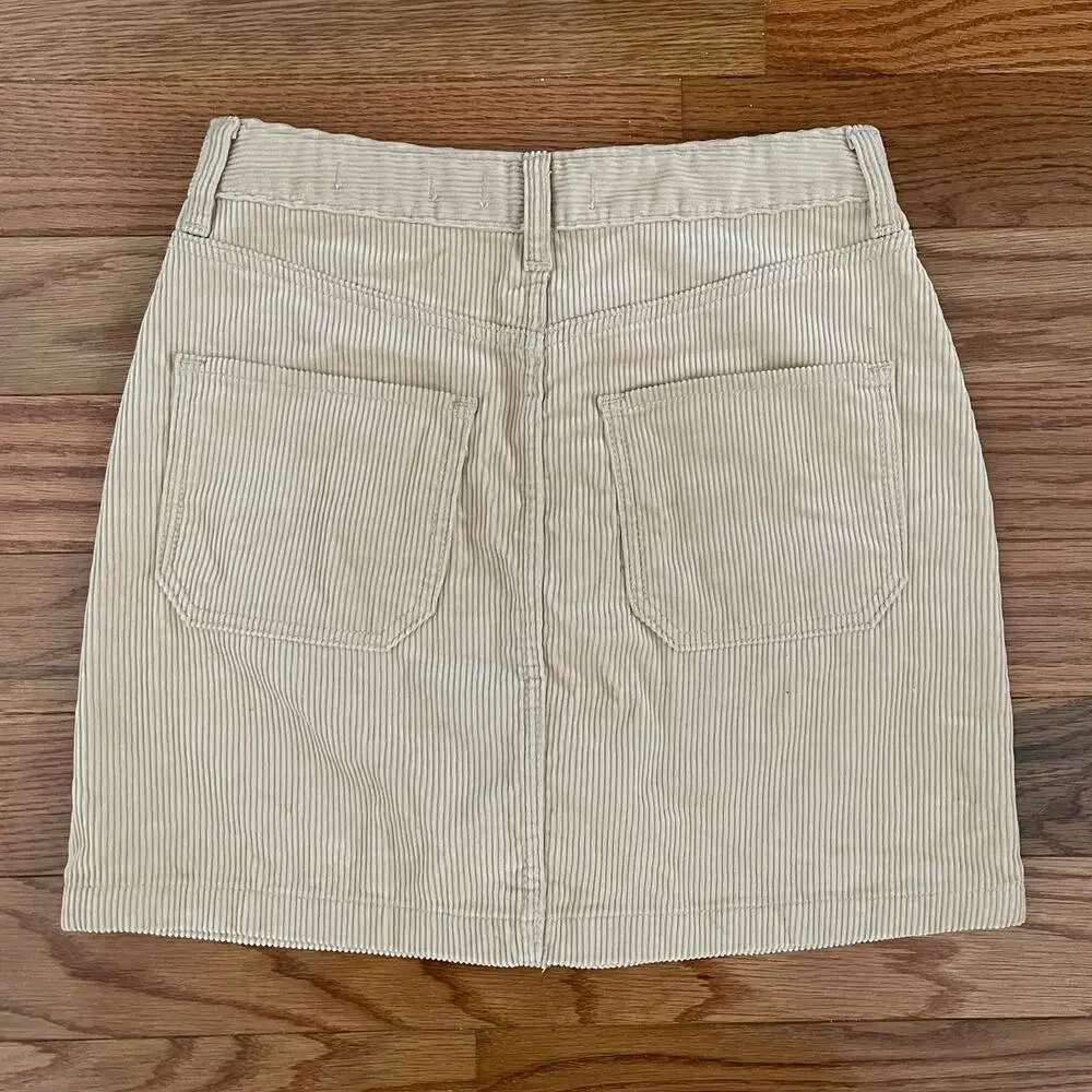 Hollister Juniors 5 Corduroy Mini Skirt Tan Ultra High Rise Preppy Y2K